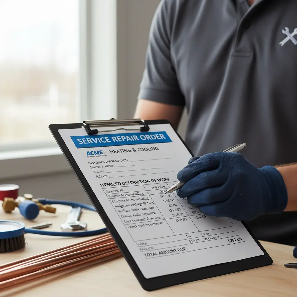 Side-by-side repair and replacement estimates for an aging central air conditioning system