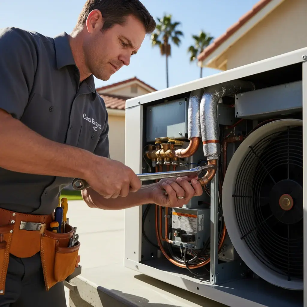 Technician comparing HVAC system quotes for a San Diego County home