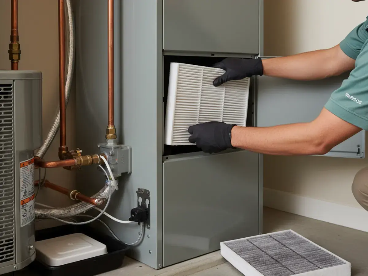 Maintenance detail work by a San Diego County HVAC technician